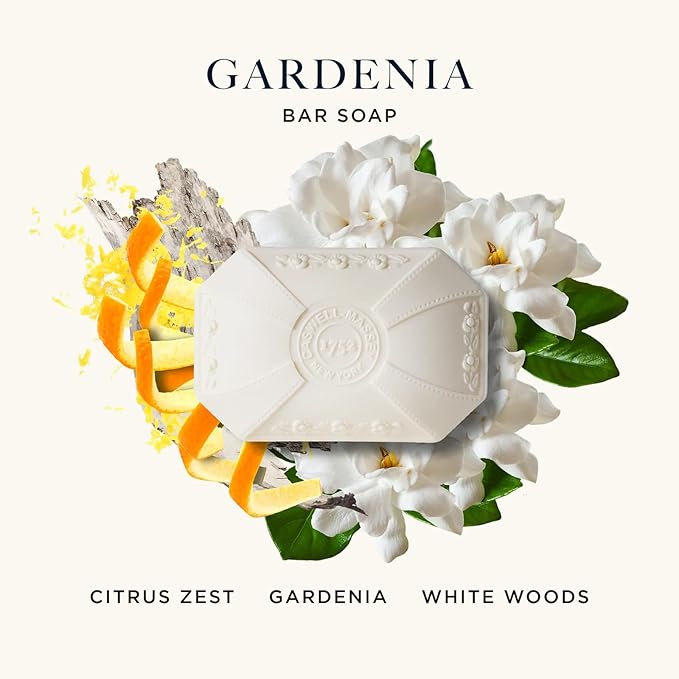 Caswell-Massey Gardenia Natural Bar Soap for Women, Moisturizing Body Soap Bar for All Skin Types, Made with Essential Oils & Plant-Based Formula for Soft Skin, 3.5 oz
