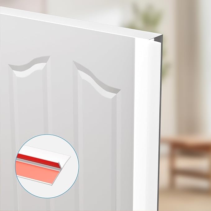 T-Shaped Door Draft Stopper, 1.97 in x 20 Ft Silicone Seal Strip for Windows Gaps, Weather Stripping Seal Strip Shower Sweep, White