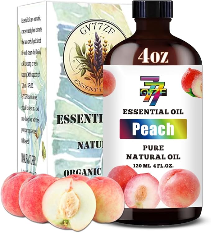 Peach Essential Oil (4 oz/120 ml) — Peach Oils for Aromatherapy, diffusers, humidifiers, Home fragrances, DIY Skincare, soap Making, DIY Candle Making, Relaxation, Yoga, and Meditation