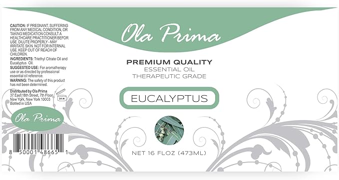 Ola Prima Eucalyptus Essential Oil 16oz Bulk – Therapeutic Grade for Aromatherapy, Diffuser, Stress Ease & Cleaning - Essential Oils