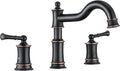 Roman Bathtub Faucet Deck Mount Tub Faucet for Bathroom Widespread Elegant Classic Spout with 3 Holes 2 Handle Valve Cartridge Included, ORB