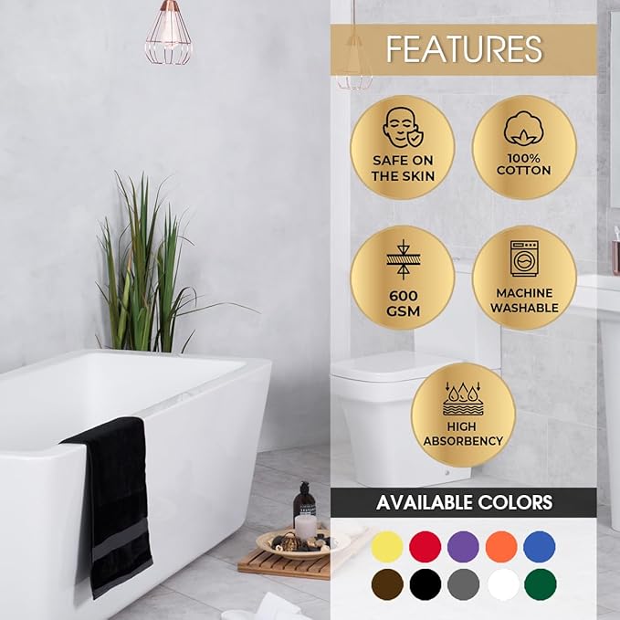 Ample Decor Bath Towels 30 X 54 Inch 600 GSM 100% Cotton Bathroom Towel Soft Absorbent - 4pcs - Christmas White