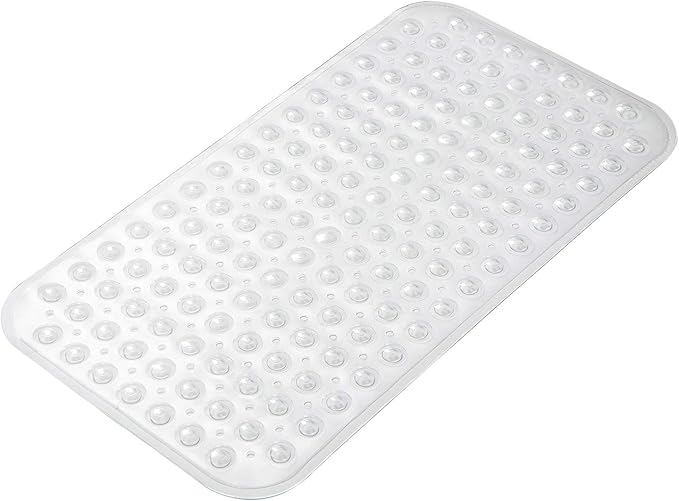 AmazerBath Bath Tub Mat, Medium Size 27.6 x 15 Inches Non-Slip Shower Mats with Suction Cups and Drain Holes, Bathroom Bathtub Mats Machine Washable (Clear)