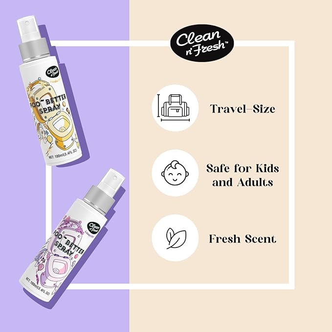 Clean-n-Fresh Toilet Spray 6.8 Fl.Oz, Vanilla Scent, Natural Plant Essential Oil Air Freshener & Odor Eliminator