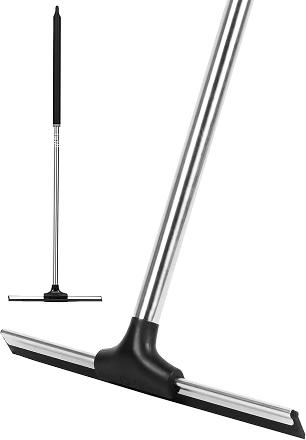 Floor Squeegee Scrubber 59" Long Stainless Steel Handle with 10" Wide Silicon Rubber Blade for Floor Washing and Drying Shower Glass, Garage, Windows, Marble, Wood Surfaces