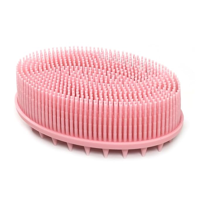 Premium Sensory Brush for Kids or Autism,Soft Silicone Body Scrubber,2 in 1 Sensory Room Occupational Therapy Sensory Brushes,Silicone Loofah,Pets Shower Brush Bath Brush Shampoo Brush(Spikes-Pink)