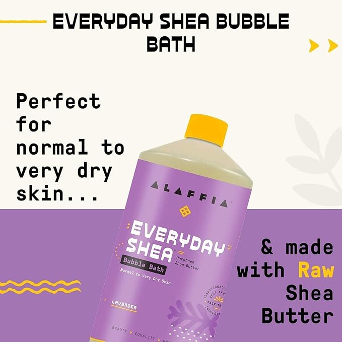 Alaffia Bubble Bath for Women, Lavender – Everyday Shea Butter Formula with Wild Yam, 32 Fl Oz