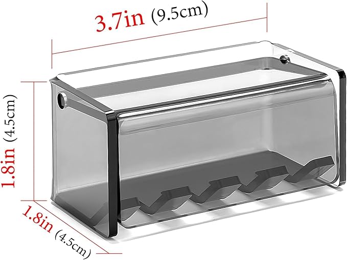 Toothbrush Holder Wall Mounted with Cover for Bathroom, 4 Slots Toothbrush Storage Organizer for Shower, Self Adhesive Toothbrush Hanger Rack for Dorm, Cabinet (Gray Clear)