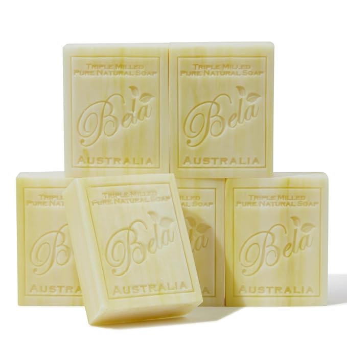 BELA Patchouli Soap 3.3 OZ Pack of 6, French Triple Milled Bar Soap with Organic Shea Butter, Hand, Face and Body Patchouli Bar Soap Made in Australia