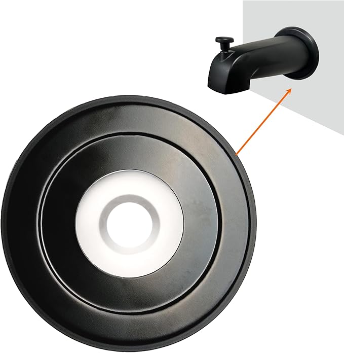 1/4" Thick SUS304 Tub Spout Cover Ring, Bathtub Faucet Surround Sealing Spacer Plate, Bath Shower Remodel Trim Faceplate Gasket (Matte Black)