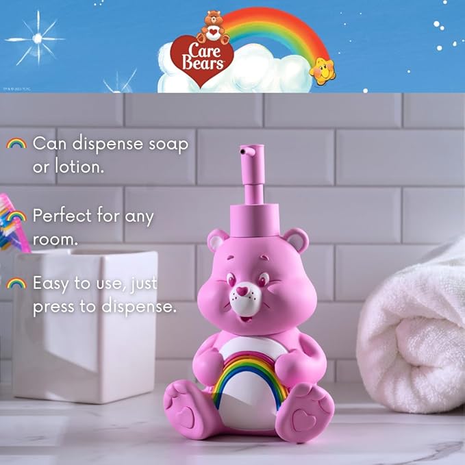 Care Bears Cheer Bear Soap/Lotion/Hand Sanitizer Resin Pump Dispenser, 10.36 Ounces, (Officially Licensed Product) by Franco Collectibles