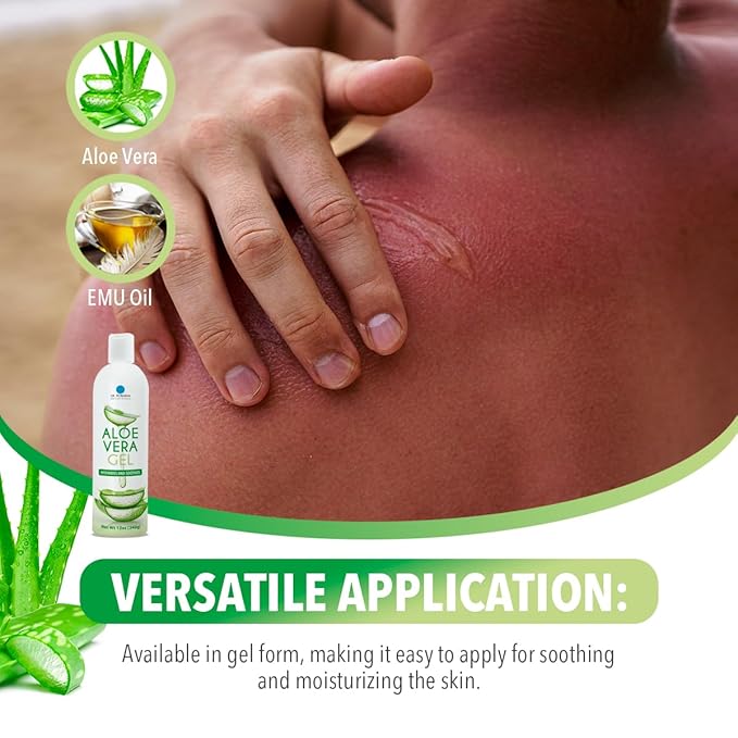 Dr. Robaina Natural Aloe Vera Gel with Emu Oil – Hydrating & Soothing Daily Skin Care for Dry Skin, Sun-Exposed Comfort & Irritation Relief – Non-Greasy, Quick-Absorbing – 12 oz | Made in USA