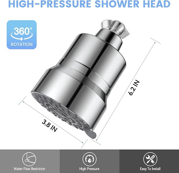 Filtered Shower Head, 3 Modes High Pressure Shower Head with 15 Stage Hard Water Filter Cartridge for Remove Chlorine and Harmful Substances