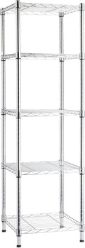 Amazon Basics 5-Shelf Tower Adjustable Storage Shelving Unit, Chrome, 16 D x 16 W x 54 H in