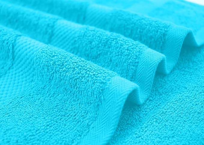 DAN RIVER Bath Towels Set of 4, 27 x 54 Inches, 100% Cotton, Larger & Lighter Weight, Quicker to Dry, Super Soft and Absorbent, Ideal Aqua Bath Towels for Daily Use