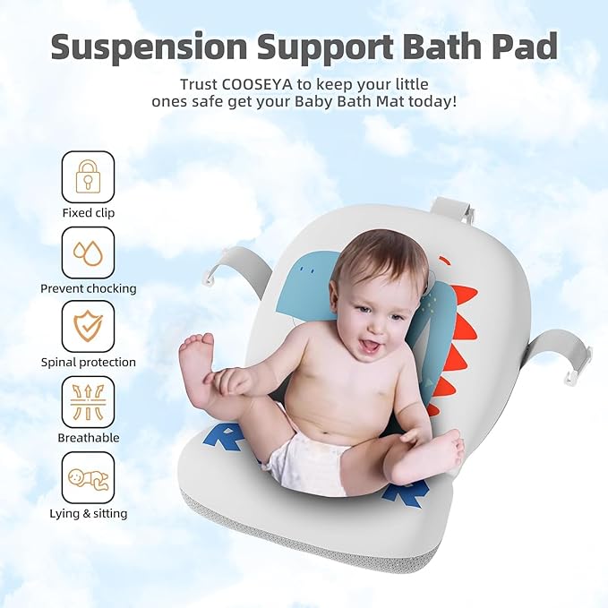 Collapsible Baby Bathtub for Newborn with Thermometer & 1 Soft Floating Cushion & Drain Hole, Foldable & Portable Travel Baby Bath Tub for Newborns to Toddlers 0-36 Months Boys, Cyan