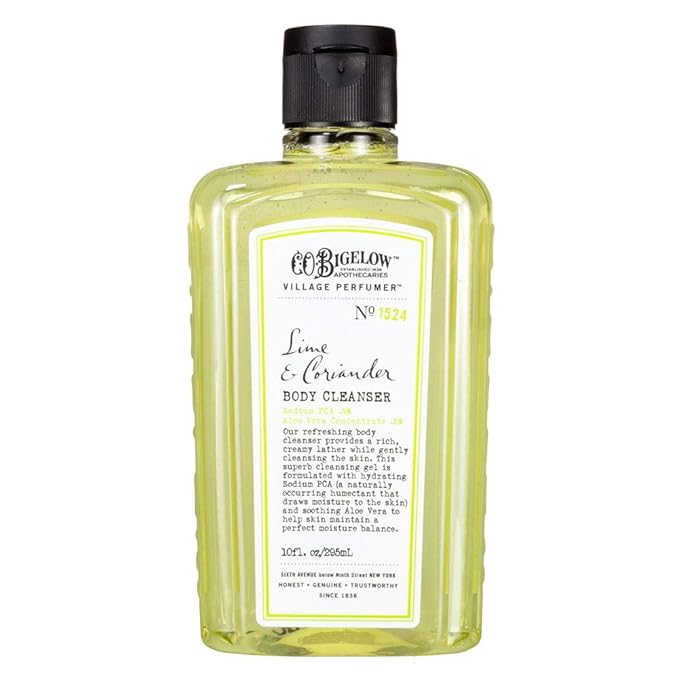 C.O. Bigelow Lime Coriander Body Wash, Village Perfumer Moisturizing Body Wash with Aloe Vera, 10 Fl Oz