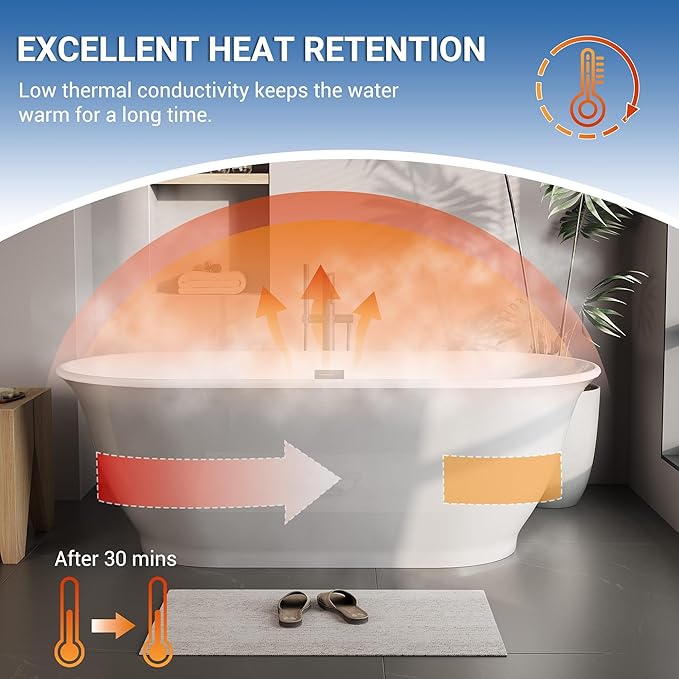 59" Acrylic Freestanding Bathtub, Contemporary Soaking Tub, CUPC Certified Stand Alone Slipper Soaking Tub, Integrated Overflow and Drain, cUPC Certified, Gray exterior, white interior