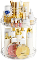 Yieach Clear 360 Rotating Bathroom Counter Organizer,2 Tier Spinning Perfume Organizer and Makeup Tower for Lotion,Hair,Face Skincare Beauty Products,Tiered Lazy Susan and Makeup Organizers for Vanity