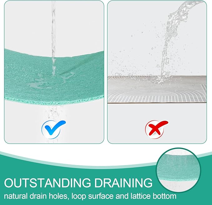 Joyhalo Shower Mats for Showers Anti Slip for Elderly, 24'' x 24'' Non Slip Bath Mat for Inside Shower, Bath Tub Mats for Bathroom Non Slip for Shower, PVC Loofah Bathroom Mats, Aqua