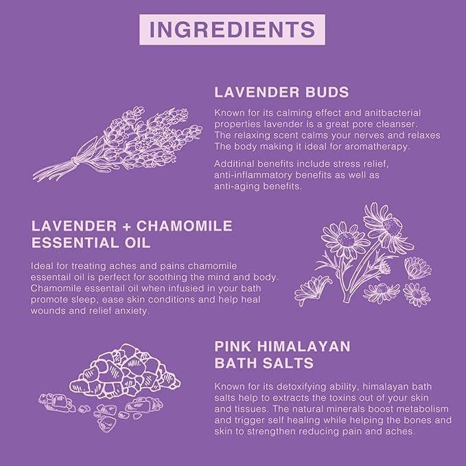 Beaute DE Provence Pink Himalayan Bath Salt with Lavender - 100% Natural Aromatherapy and Relaxation - Lavender Grapefruit Essential Oil Bath Salts for Women Relaxing, Natural & Cleanse