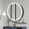 28inch Round Medicine Cabinet with Lights,Led Medicine Cabinet with Defogger,Illuminated Mirror Cabinet for Bathroom,Dimmable,Anti-Fog,3 Colors,Surface Mount Only