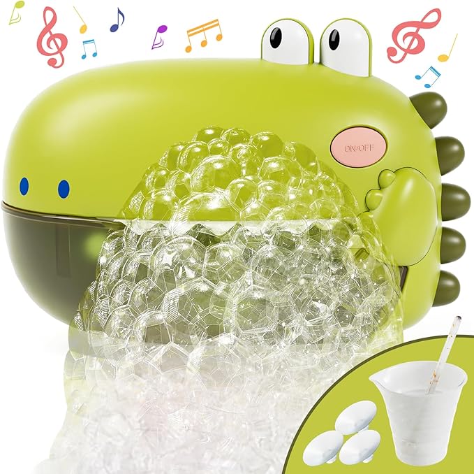 Lehoo Castle Baby Bath Toys, Bath Bubble Machine for Kids, Automatic Bubble Maker Toddler Bathtub Toy with 12 Melodies, Dinosaur Bath Toys for Boys Girls