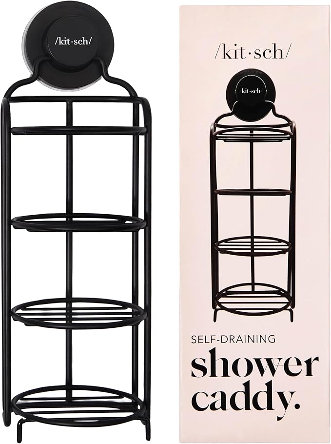 Kitsch Hanging Shower Caddy with Suction Cup – Self-Draining Bar Soap Holder & Shower Caddy for Shampoo Bars, Conditioner Bars & Soap – Rust Proof, Eco-Friendly, Wall Mount or Free-Standing Organizer