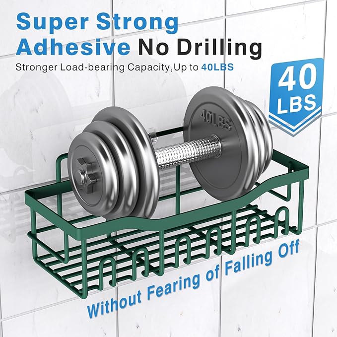 EUDELE Shower Caddy 2 Pack, Adhesive Shower Organizer for Home Decor & Kitchen Storage, No Drilling, Rustproof Stainless Steel Bathroom Shelf Organizer