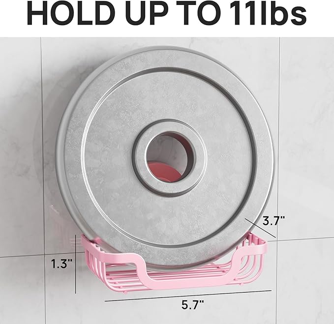 LEVERLOC Soap Dish, Soap Bar Holder for Shower Suction Cup Wall Mounted, Stainless Steel No-Drilling Removable Waterproof Sponge Holder for Bathroom Bathtub Kitchen Sink, Keep Dry, Pink