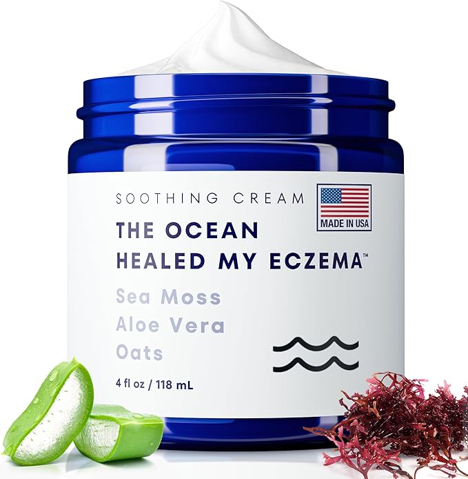 The Ocean Healed My Eczema Natural & Soothing Eczema Cream - Hydrating & Nourishing Psoriasis Cream with Sea Moss & Colloidal Oatmeal - Quick Absorbing Anti Itch for Dry Sensitive Skin (4oz)