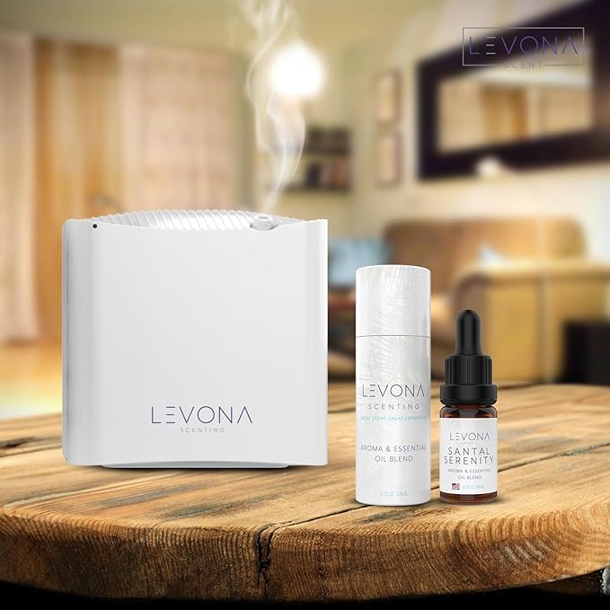 Levona Scent Essential Oils - Scents for Home, Hotel & Office Use - Perfect for Home Diffuser & Humidifiers - Aroma Fragrance Oil, Ideal for Massage, Relaxation, and Spa - Santal Serenity, 10ml