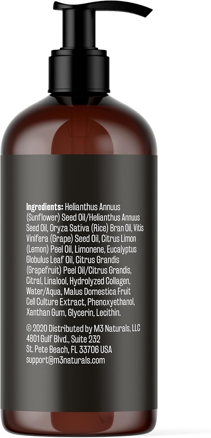 Anti Cellulite Massage Oil and Silicone Body Brush – Collagen and Stem Cell Skin Tightening Formula for Smoothing and Firming, 8 fl oz by M3 Naturals
