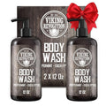 Viking Revolution Men's Body Wash - Eucalyptus Peppermint Body Wash for Men - Mens Natural Body Wash with Vitamin E and Rosemary Oil - Mens Shower Gel Liquid Soap - Peppermint Mens Bodywash (2 Pack)