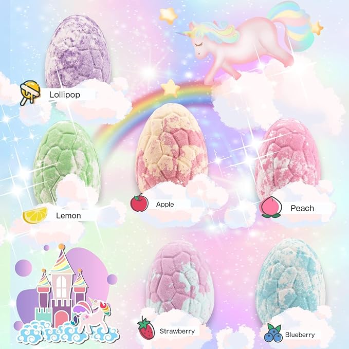Bath Bombs for Kids with Toys Inside Bath Bombs for Girls with Surprise Inside Unicorn Bubble Bath Toys for Kids Ages 4-8 Gifts Girls Toys Age 4 5 6 7 8 Years Old Toddler Princess Birthday Gift