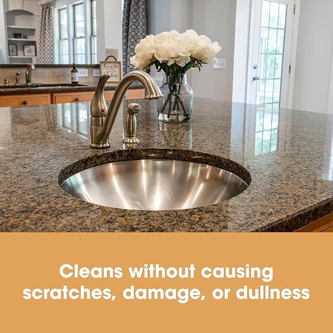 Furniture Clinic Granite & Quartz Spray Cleaner for Kitchen Worktops & Sinks - Non Abrasive Cleaning & Streak Free Finish - Stain Remover & Cleaning for Black or White Marble Stone Worktop - 500ml