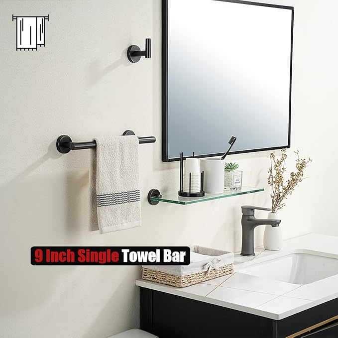 JQK Oil Rubbed Bronze Towel Bar, 12 Inch 304 Stainless Steel Thicken 0.8mm Towel Rack Bathroom, Towel Holder Wall Mount, Useable Length 9 Inch, TB110L9-ORB