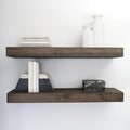 Urbandi Modern Floating Shelves 3 Inches Thick for Wall, Wide Shelves for Kitchen, Living Room, Bedroom, and Bathroom, Natural Pine Wood, Rustic Wooden Shelf, (Set of 2) (Jacobean, 36Lx3Hx8D)