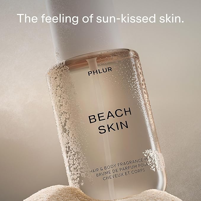 PHLUR Beach Skin Body Mist - Hair & Body Fragrance Mist - Body Spray with Bergamot, Coconut Milk, Lily of the Valley, Vanilla, Sandalwood (8 Fl Oz)