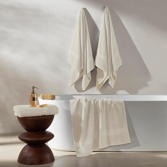 TOWELTIQUE- Organic Cotton Luxury Bath Towels Pack of 4 GOTS & Oeko- TEX Certified | Premium Soft, Absorbent & Quick-Drying Towels for Bathroom, Gym, Spa & Hotel Use – Taupe