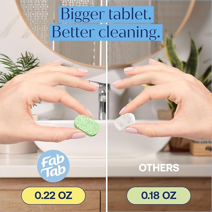 Fab Tab Bathroom Cleaner, Eco-Conscious Cleaning Tablets for Sparkling Bathrooms, Powerful Grime Remover, Citrus Scent, No Harmful Chemicals, Economical Refills - 12 Tablets (bottle not included)
