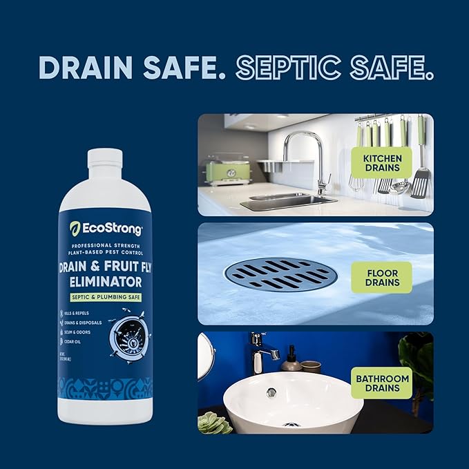 Fruit Fly Drain Treatment | Drain Fly Eliminator | Eliminates Gnats, Sewer Flies and More - Works in All Drains - 32 Fl Oz