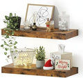 Vivelove Floating Shelves for Wall 16 inchs Long, Bathroom Shelves Over Toilet, for Bedroom, Living Room, Kitchen, Farmhouse Decor, Rustic Wall Shelves with Invisible Brackets - Set of 2, Rustic Brown