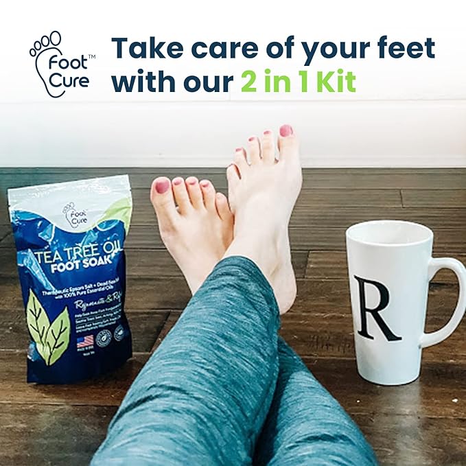 Tea Tree Foot Soak & Callus Remover Gel Kit - Extra Strength Callus Remover Gel & Foot Soak With Epsom Salts For Calluses, Dry Cracked Heels, Toenail - Pedicure for Tired Feet