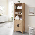 70.87 Tall Storage Cabinet, Farmhouse Storage Cabinet with 2 Barn Doors and Adjustable Shelves, Bathroom Organizer for Living Room, Entryway, Kitchen (Natural Oak)