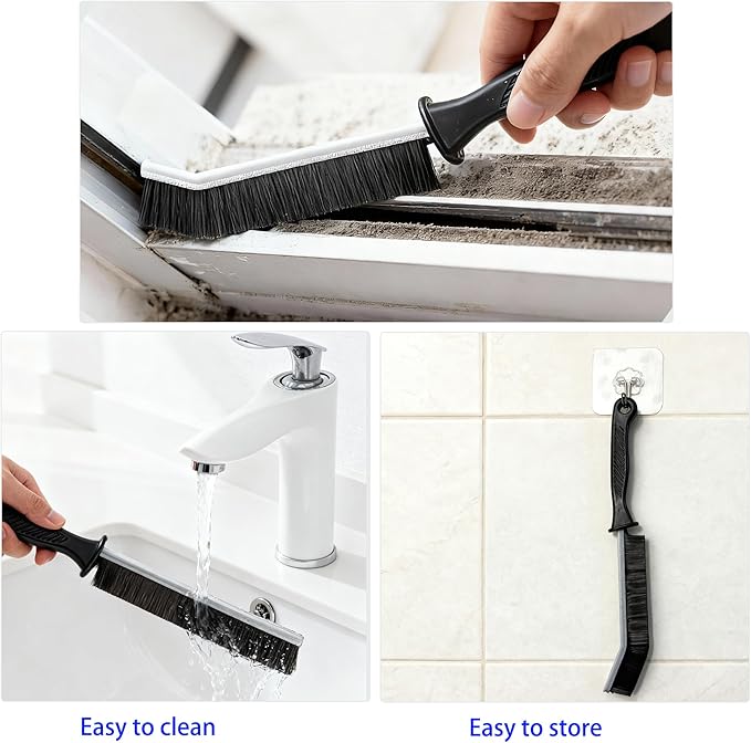 7 Pcs Hard Bristle Crevice Cleaning Brush Set - for Grout, Tight Spaces & Gap Cleaning, Deep Reach Narrow Scrubber Tools for Bathroom Tiles, Kitchen Sink, Window Tracks & Car Vents, Home Essentials