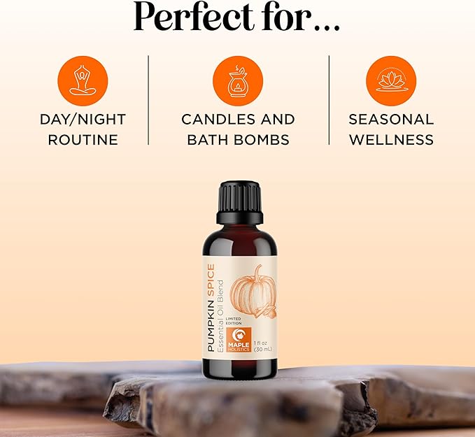 Pumpkin Spice Essential Oil Blend - Warm & Cozy Pumpkin Spice Oil for Diffuser Candles Soaps & DIYs with Real Nutmeg Cinnamon Clove & Ginger Extracts - Fall Scented Aromatherapy Blend (1 Fl Oz)
