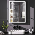 LED Bathroom Medicine Cabinet with Mirror, 24 Inch x 32 Inch Bathroom Mirror Cabinet with Door & Adjustable Shelves, Surface Mount or Recess Installation