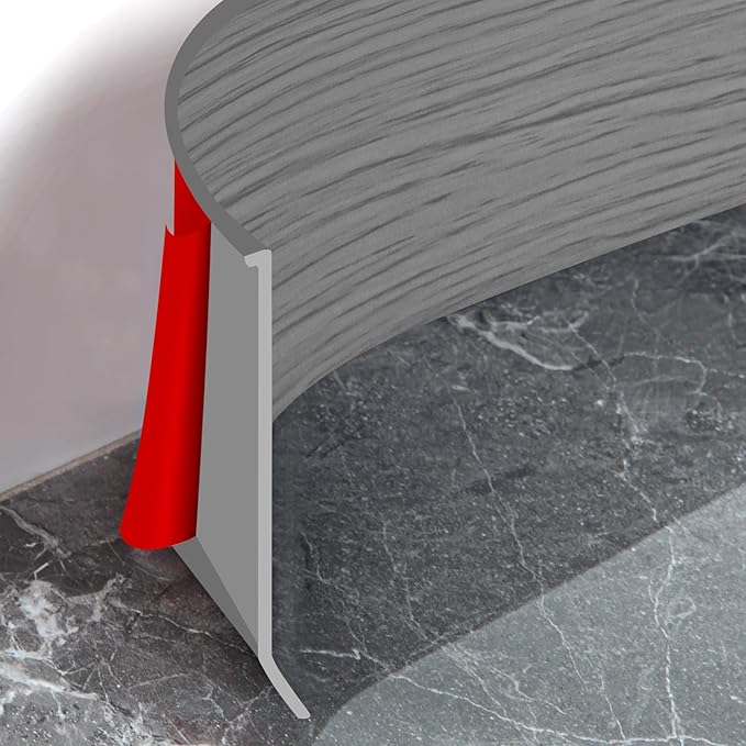 Flexible Baseboard Molding Trim 4 Inch Self-Adhesive Vinyl Wall Base Peel and Stick Cove Base Rubber Wall Baseboard Moulding Trim (100Ft, Light Gray Wood Grain)