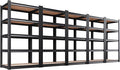 AOAORRG Set of 5 Garage Shelving Heavy Duty Storage Shelves, 5-Tier Metal Adjustable Shelving Unit, Utility Garage Organizer Shelf Rack for Basement, Pantry, Warehouse, 31.5"W x 13.8"D x 71.2"H, Black